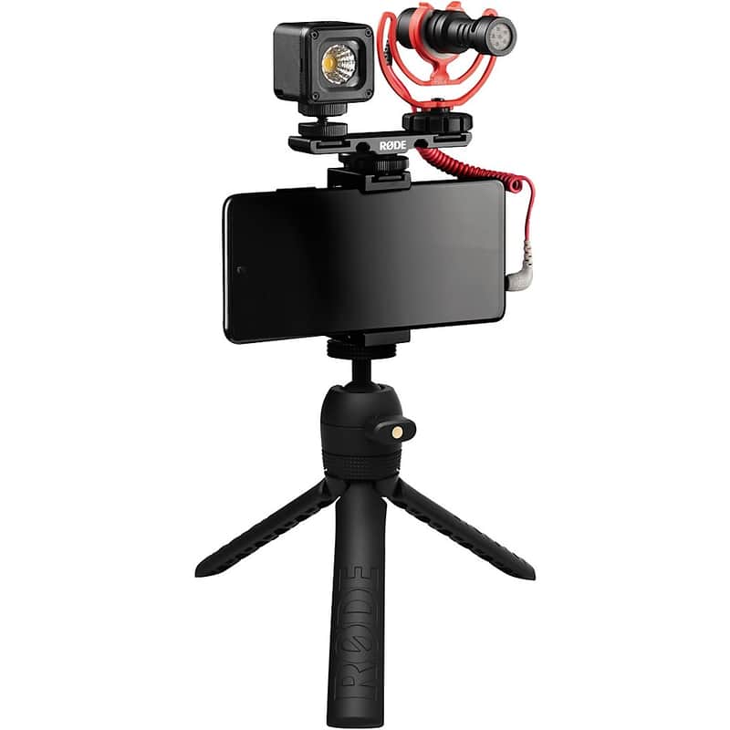 RODE Vlogger Kit for Mobile Phones With 3.5 mm Compatibility - Includes Tripod, MicroLED light, VideoMicro and Accessories Regular image 1