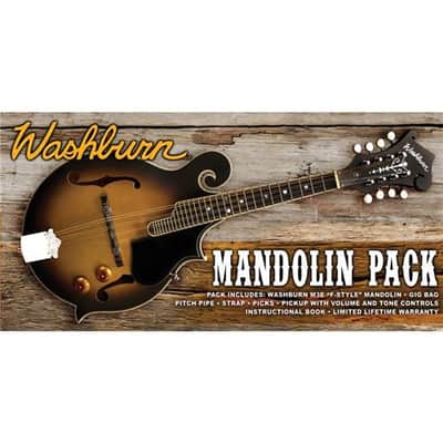 Washburn M3EK  F  Style Mandolin Pack with Spruce Top, Maple Back and Sides, 20 Frets, Maple Neck, Tobacco Sunburst image 1