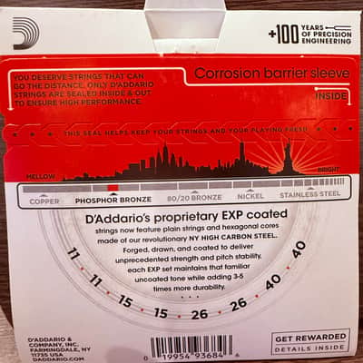 D'Addario EXP74 Mandolin Strings, Coated Phosphor Bronze Medium Gauge 11-40 EXP74 mid 2000's - Phosphur Bronze image 2