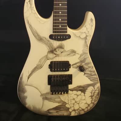ESP  George Lynch Custom Shop strat White/Eagle pencil sketch image 1