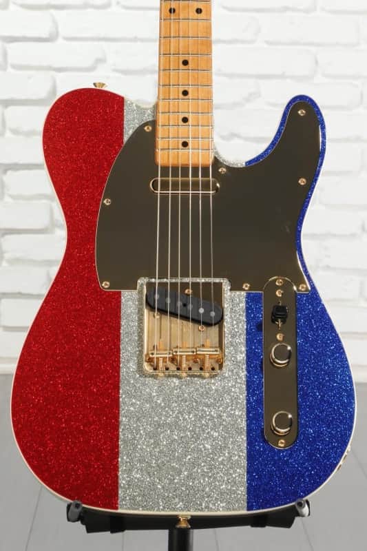 Fender Buck Owens Telecaster Electric Guitar - Red Silver and Blue Sparkle (LEBOTeleRSBSd1)