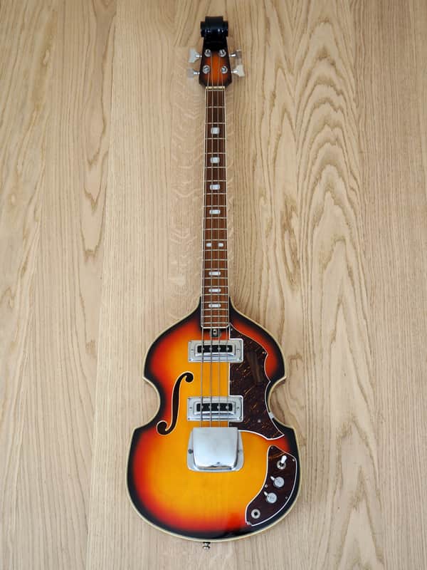 1960s Teisco Violin Bass Vintage w/ Scroll Headstock Japan, FB-2