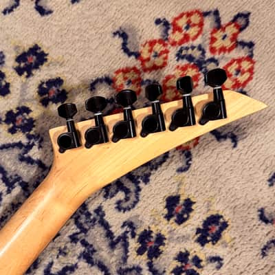 1999 Jackson Dinky HSS w/ Reverse Headstock + Shark Fins - Blue image 6