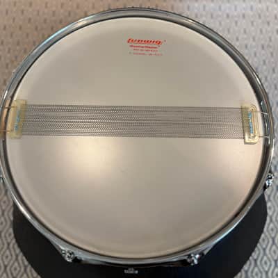 One of a Kind NOS Ludwig No. 404 Acrolite 5x14" 8-Lug Aluminum Snare Drum with Pointed Blue/Olive Badge Early 70s image 12