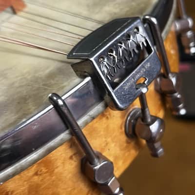 Vintage 1920s Banjo Mandolin Project Birdseye Maple Open Back 8-String Calfskin Head image 3