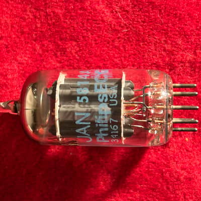 JAN Philips 12AU7 5814-A Matching Pair Vintage Military-Grade Audio Vacuum Tubes 1980s - Clear Glass/Blue Letter image 2