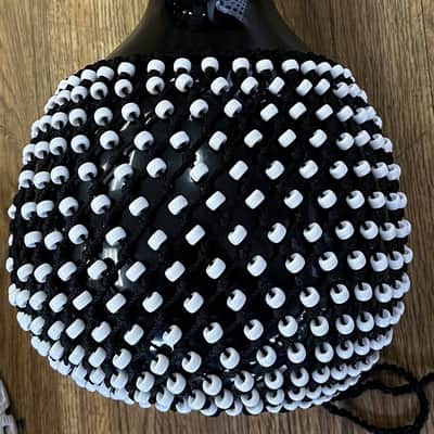 TOCA T2151B FIBERGLASS SHEKERE, BLACK WITH WHITE BEADS (USED) image 2