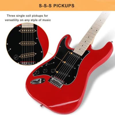 Glarry Red GST Left Handed Electric Guitar w/20W Amplifier image 2