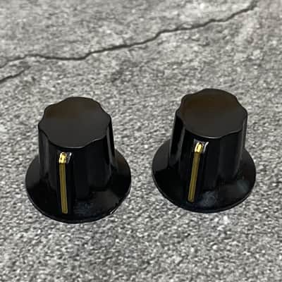2x Black Bakelite Gold Line Wing Knob Vintage Style Medium Amp Guitar Pedal Pointer 6mm Solid Shaft image 2