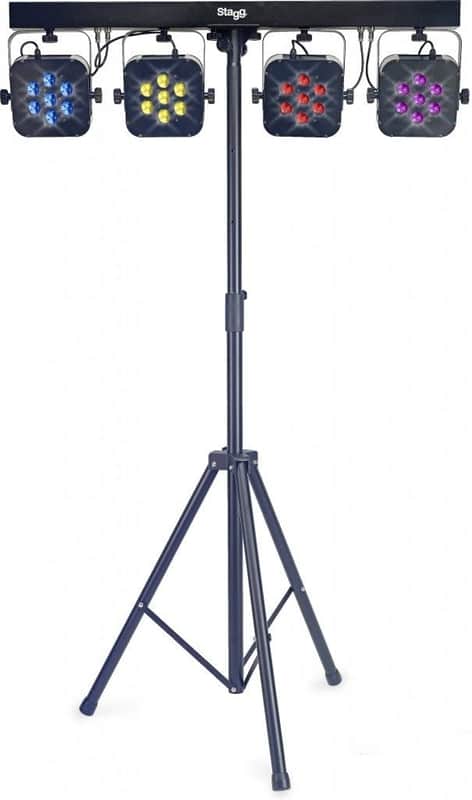 Stagg SLI FLATSET1-1 Tri-LED Adjustable Height Lighting Set with Aluminum Housings - Black