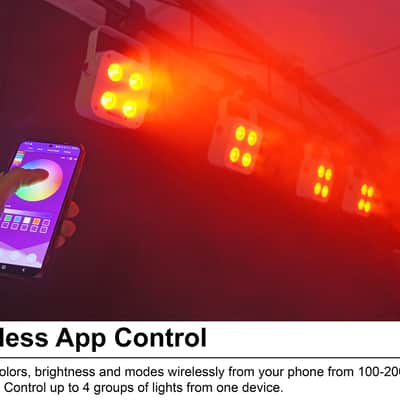 Rockville 4 PACK MINI IR4 White DJ/Party Par Wash Up Lights+Wireless DMX+App+Bag image 3