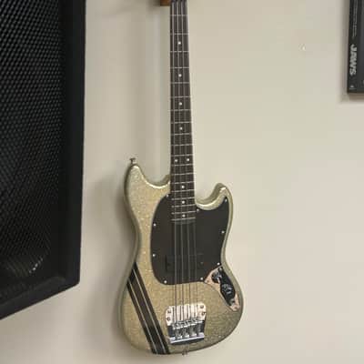 Squier Mikey Way Signature Mustang Bass 2012 - 2015 - Large Flake Silver Sparkle image 1