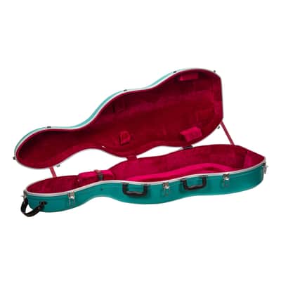 Crossrock 4/4 & 3/4 Cello Case with Wheels | Matte Mint Blue ABS Shell, Wine Red Velvet Interior, Backpack Straps – New Mold Design – (CRA870CEFMB) image 5
