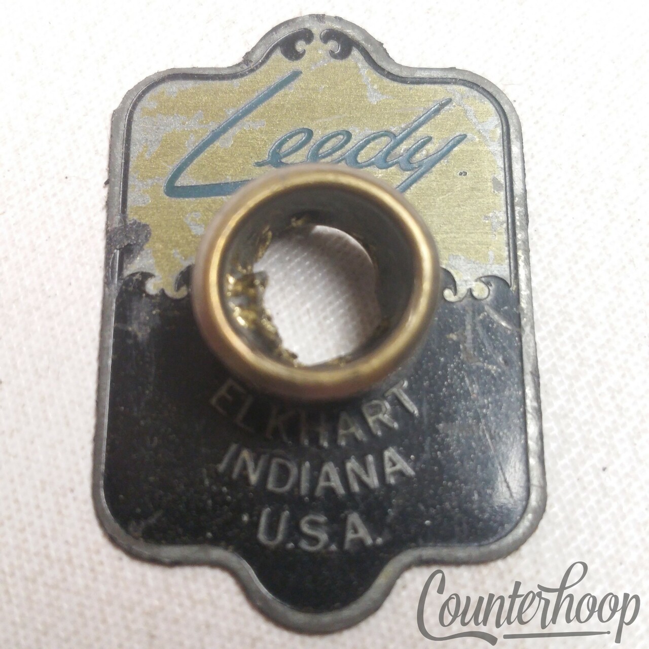 Leedy Blue/Brass Elkhart Badge Drum Logo+Grommet Snare/Tom/Bass Vintage 1949-50 — main photograph