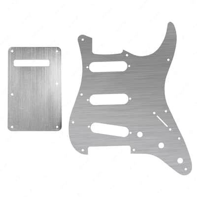 11-Hole SSS Metal Strat Pickguard and Matching Back Plate - Brushed Aluminum image 1