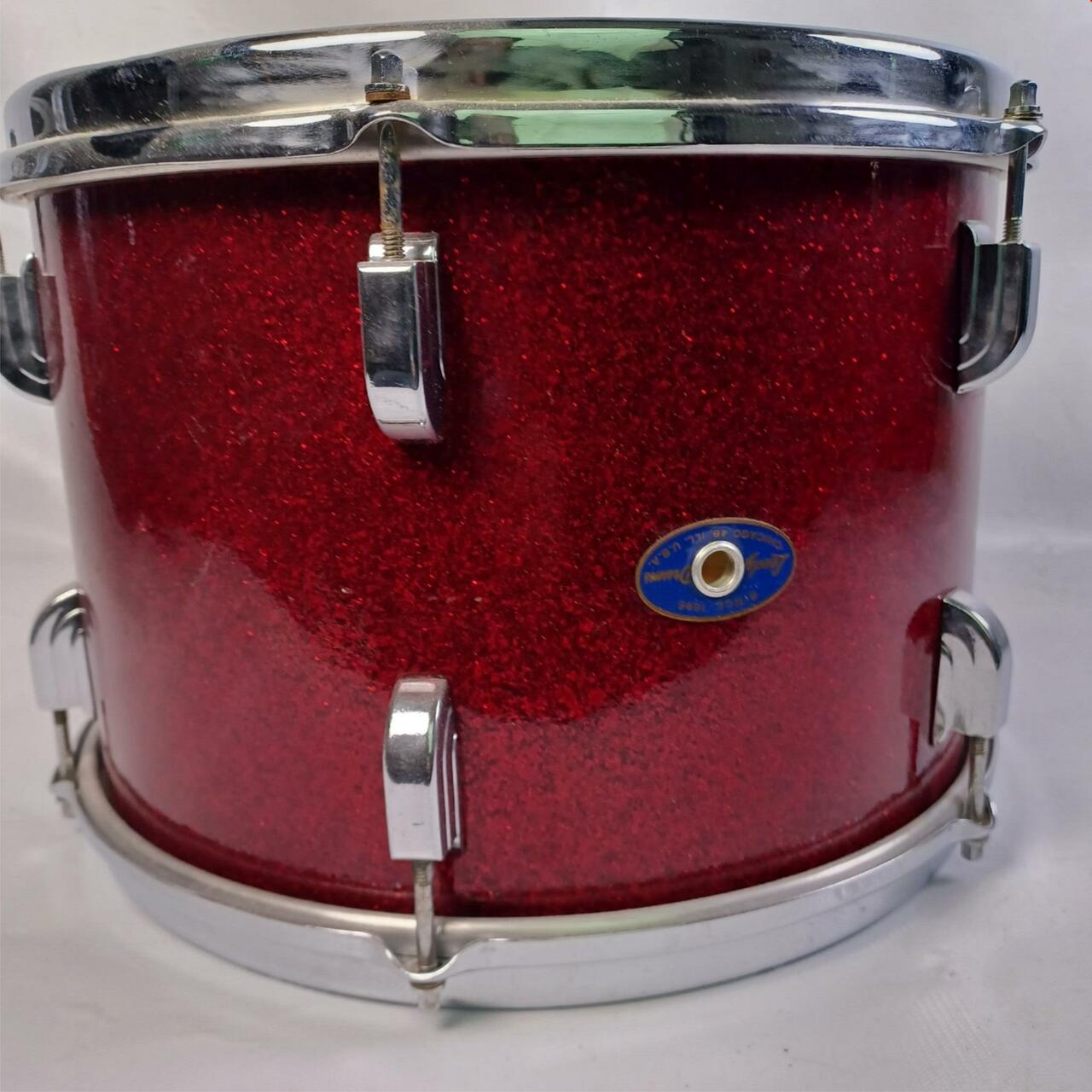 Leedy 9x13" Rack Tom Drum Red Sparkle Vintage 60s Slingerland Af.Mahogany/Brass — main photograph