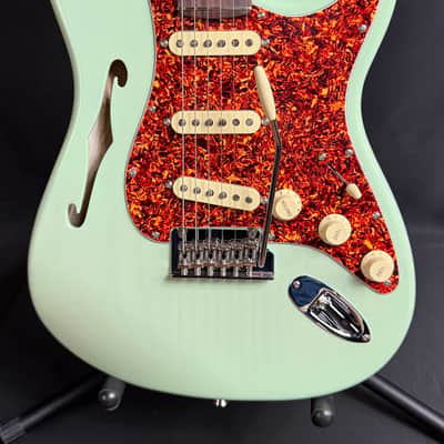 Fender American Professional II Thinline Stratocaster Electric Guitar Surf Green w/ OHSC image 2