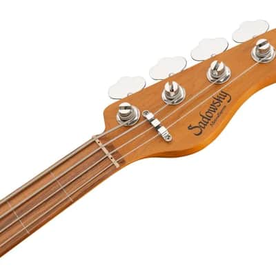 Sadowsky MetroExpress 21-Fret Vintage J/J Bass, Morado Fingerboard, Fretless With Lines, 4-String - Solid Black High Polish image 7