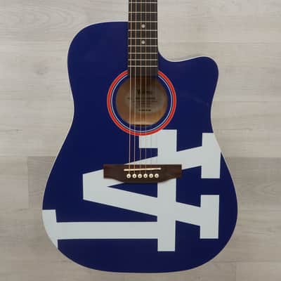 Used Woodrow Los Angeles Dodgers Laminate Top Acoustic Guitar Blue image 1