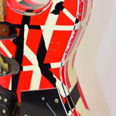 2020 EVH Striped Series Frankenstein Frankie Electric Guitar, Maple Fingerboard, Red with Black Stripes Relic w/ Case image 5