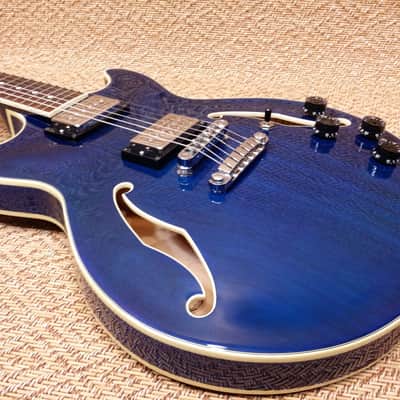 SALE - Ibanez Artcore AM73 Semi Hollowbody Guitar - P90 - 2001 - Blue with Hard Case image 9