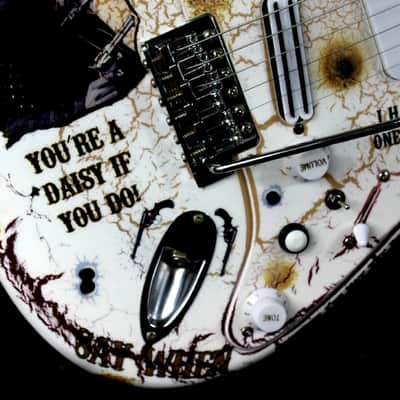 Custom Crackle Painted and Upgraded Fender Squier Strat With Graphics and Matching Headstock image 10