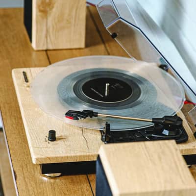 Crosley CR6043A-NA Brio Bluetooth Turntable Shelf System with Speakers Included - Natural image 7