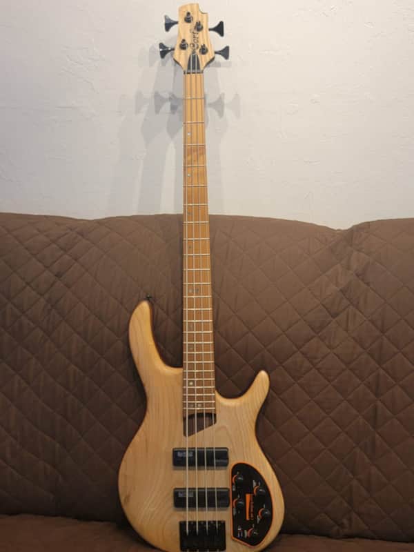 Cort B4ELEMENTOPN Mahogany Body Ash Top 5pcs Walnut & Panga Panga Neck 4-String Electric Bass Guitar image 1