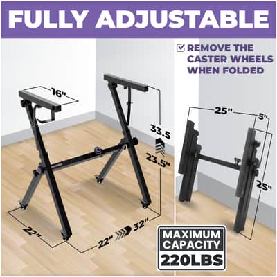 Liquid Stands Foldable Piano Keyboard Stand and Bench Set, Caster wheels - Portable Heavy Duty Digital Piano Stand for 54-88 Key Electric Piano, Adjustable Piano Bench image 2