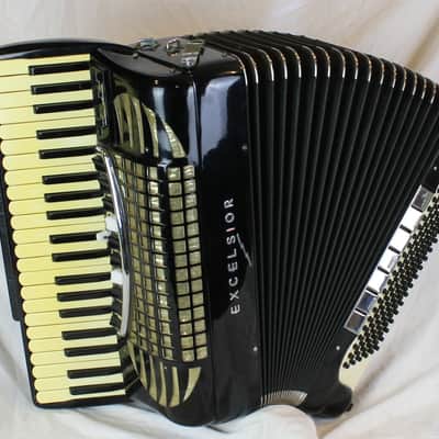 8363 - Black Excelsior Symphony Piano Accordion LMMH 41 120 Made in USA