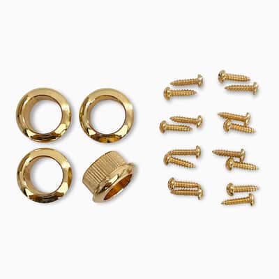 NEW Leo Quan® Badass 4-in-line set OGT™ Bass Keys Open Gear Small Post - GOLD image 4