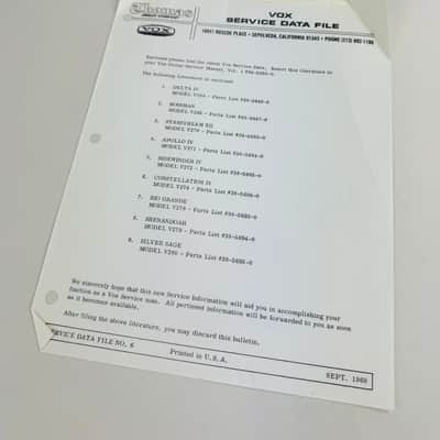 Vox Service Information Package 1968 image 9