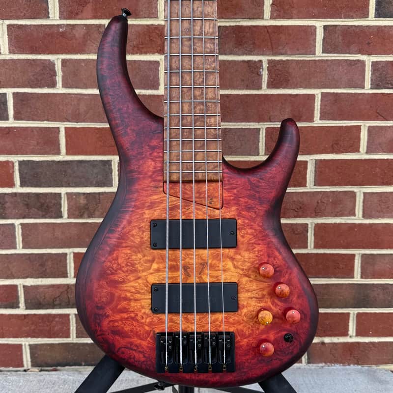 MTD 535-24, 2026 Model, Dark Cherry Sunburst, Maple Burl Top, Northern Ash Body, Ash Neck, Roasted Birdseye Maple Fretboard, Matching Knobs, Matching Backplates, MTD World Logo, Custom Bartolini Pickups & Preamp, TKL Deluxe Gig Bag image 1
