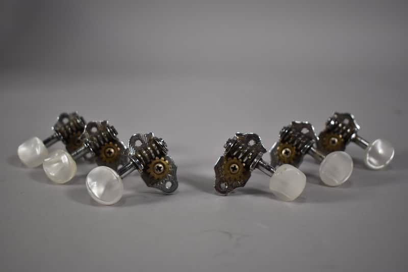 c. 1950s Grover Sta-Tite 3x3 Open-Gear Tuners Pearloid Buttons image 1