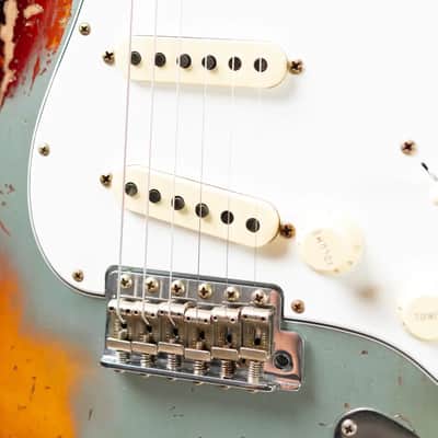 Fender Custom Shop 1965 Stratocaster Super Heavy Relic Electric Guitar - Super Faded Aged Firemist Silver over 3-Color Sunburst with Hardshell Case image 10