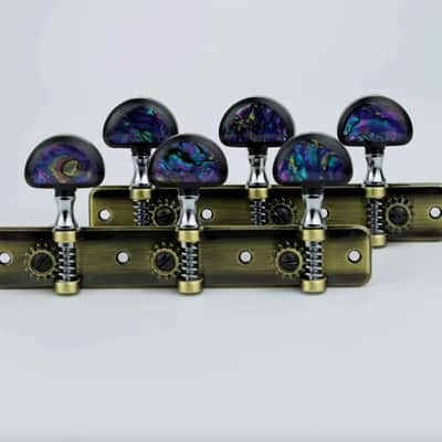 Bronze 3+3 Classical Guitar Machine Heads Tuning Pegs with Abalone Buttons Handles image 1
