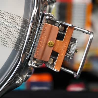 Vintage 1978 Ludwig USA Super Sensitive 5x14" Seamless Brass Snare Drum | Blue-O-Olive Pointy Badge image 19