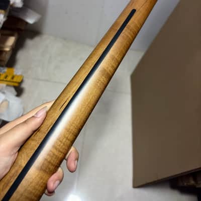 DIY 20 fret 30 inch Short Scale Roasted Flame Maple Bass guitar neck heel:57.5mm image 6
