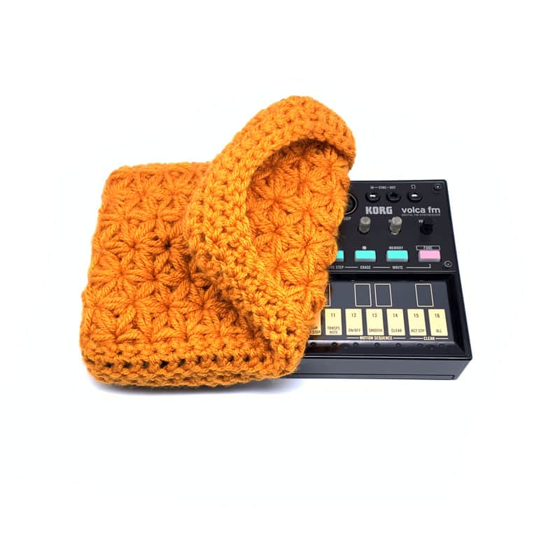 Jasmine stitch crochet dust cover for Korg Volca series modules - Gold image 1