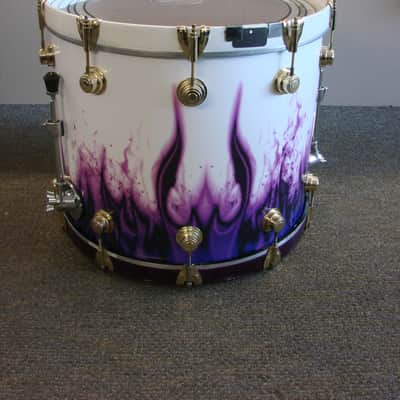 DW Drums Collector's Custom Ordered USA 6pc Drum Kit White & Purple Flames image 3