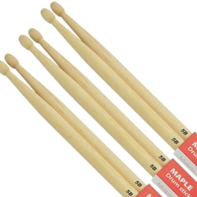 Chord Maple Drumsticks 5B WOOD TIP 3 Pair Bundle image 3