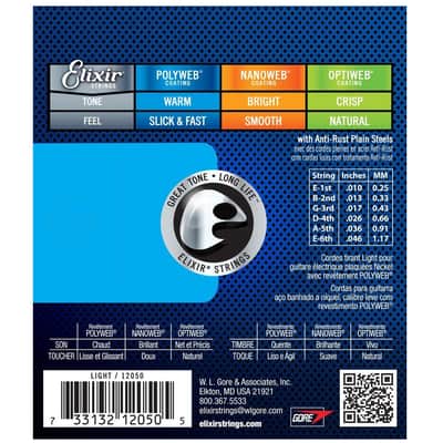 Immagine Elixir Electric Guitar String Set POLYWEB Coating Light .010-.046 E12050 - 3