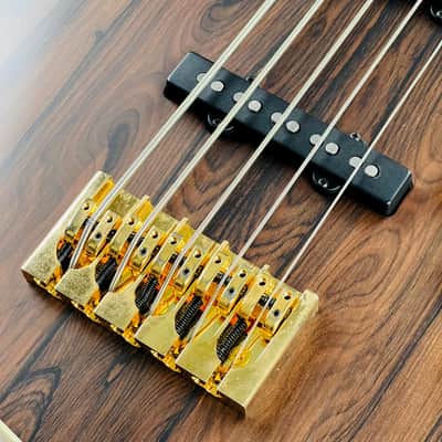 Pensa J-534 Ziricote Top Chambered 5-String Bass 2023 - Natural / Aztec Gold image 7