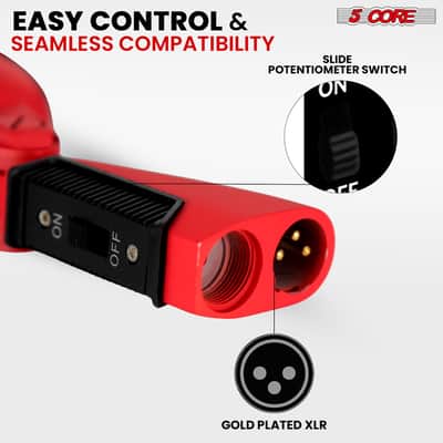 5Core Vintage Microphone Classic Dynamic Professional XLR Studio Retro Style Mic RED image 10