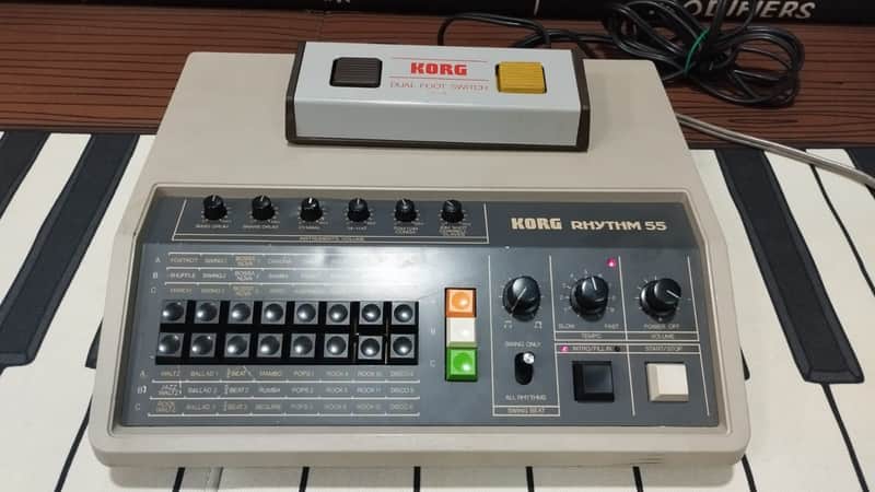 Korg KR-55 Rhythm 55 grey with S-2 Dual Footswitch image 1