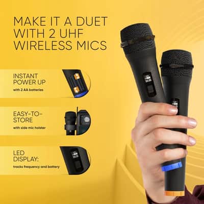 Masingo Karaoke Machine, 2 Wireless Microphones, PA Speaker System - Ostinato M7 image 4