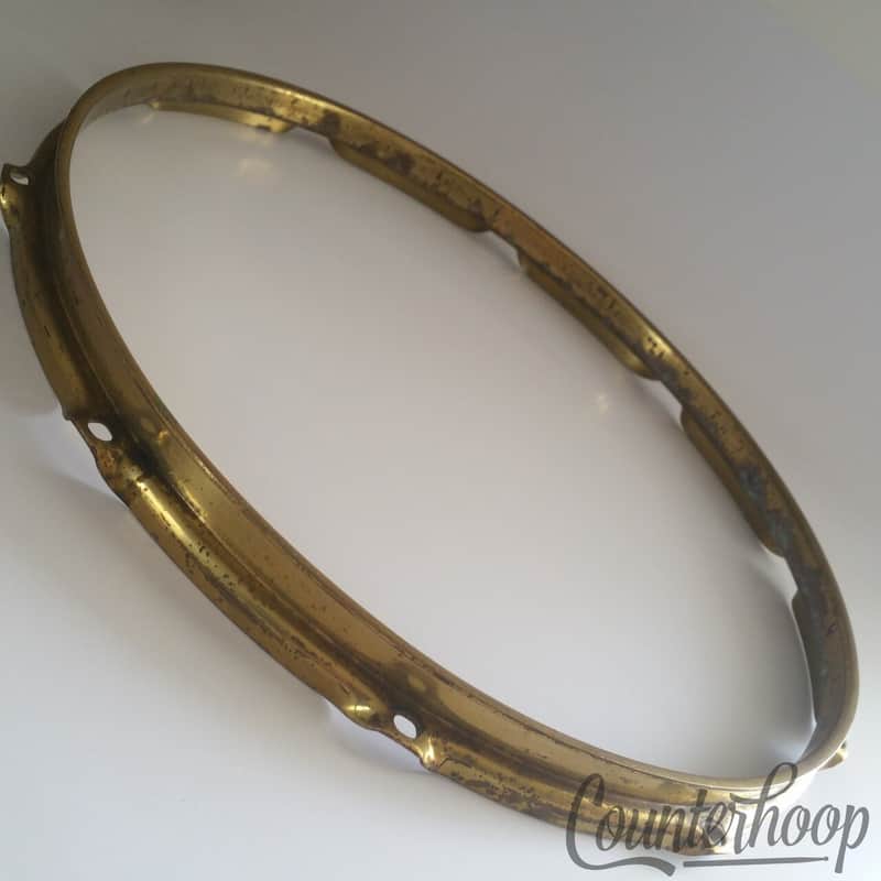 Ludwig 14"Natural Brass Supraphonic Snare Drum Batter Rim/Hoop 10Lug Vintage 60s image 1