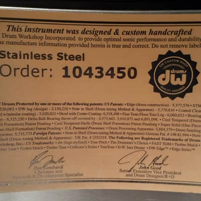 DW Collectors Series 6 1/2X14 stainless steel snare drum USA Collectors Series image 13