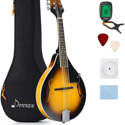A Style Mahogany Mandolin with Tuner String Gig Bag and Guitar Picks Bundle Full Kit image 1