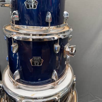 Vintage Ludwig Pinnacle Drum Kit 5pc Set Dark Blue Rack Floor Toms Snare Kick image 8